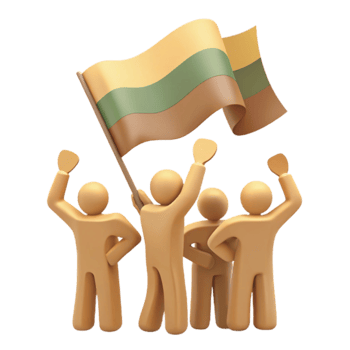 People Celebrating with Flag png