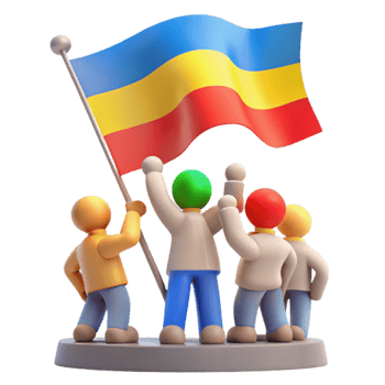 People Celebrating with a Flag png