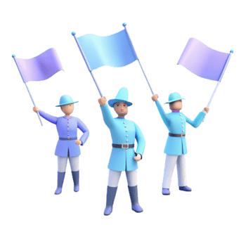 3D Cartoon Soldiers Holding Flags png