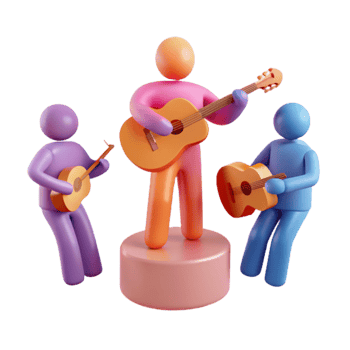 3D Cartoon Band Playing Music png
