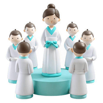 Cute Cartoon Figures in White Robes png