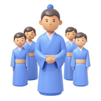 Group of People in Blue Robes png