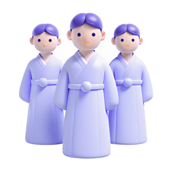 Three Cartoon People in Robes png