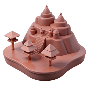 3D Rendered Temple on Hill png