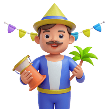 3D Cartoon Man Holding Drum png