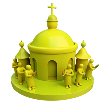 Yellow Church with People png