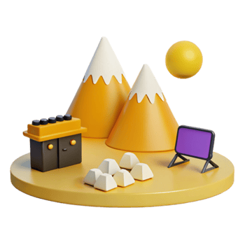 3D Mountain Scene with Sun png