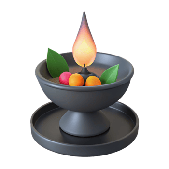 Lit Candle with Fruit and Leaves png