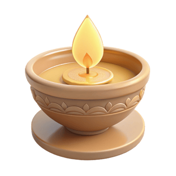 Lit Candle in Clay Dish png