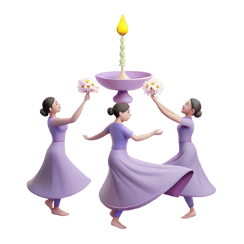3D Illustration Women Dance Around a Candle png