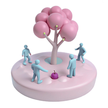 3D Illustration of People Around a Tree png