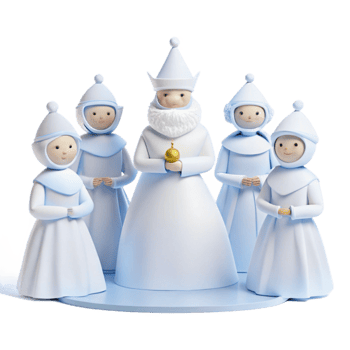 Five Figurines in White Robes png
