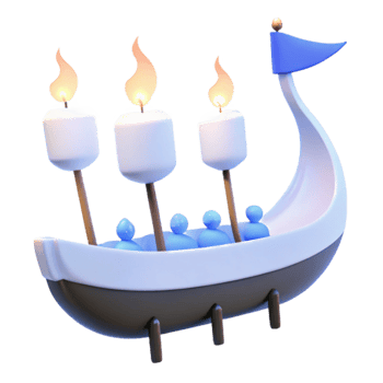 a boat with candles on it png