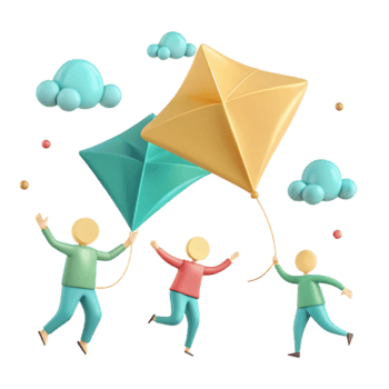 Kids Flying Kites png