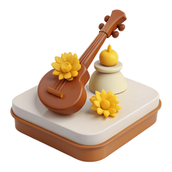 Guitar with Flowers and Candle png