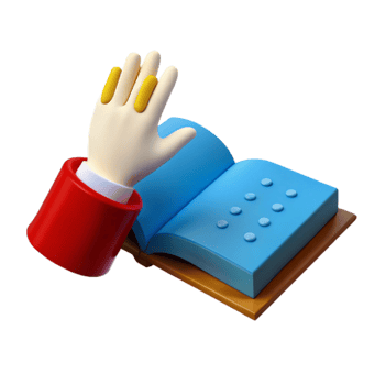 Hand Raising Over Open Book png