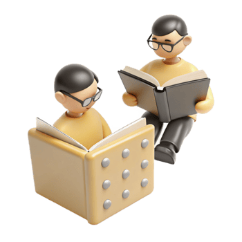 3D Illustration of Students Reading png