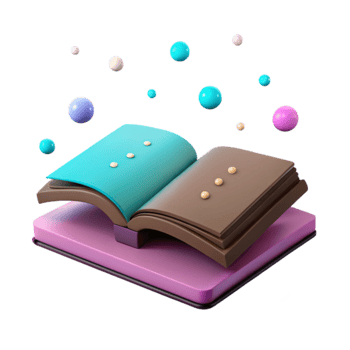 Open Book with Colorful Spheres png
