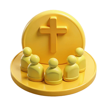 Cross and People 3D Render png