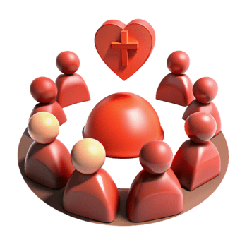 Circle of People with Heart and Cross png