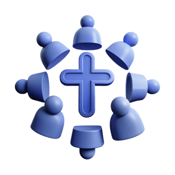 Blue Cross Surrounded by Figures png