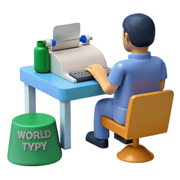 3D Character Typing on a Computer png