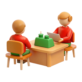 3D Render of Two People at a Table png