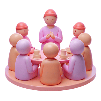 Group of People Around a Table png