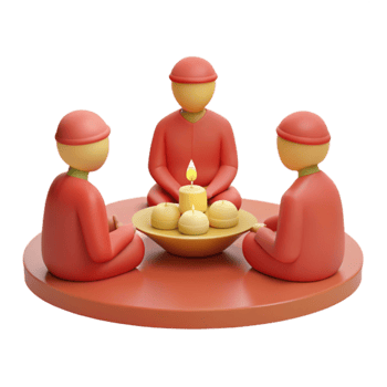 Three Figures Gathering Around Candles png