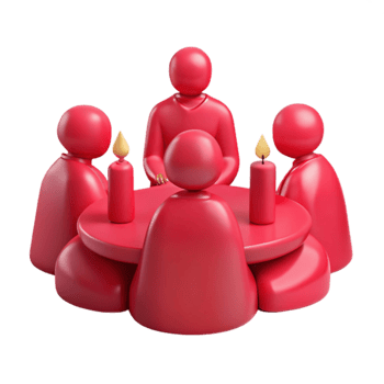 Red Figures Around a Table png
