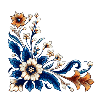 blue floral corner design transparent background png