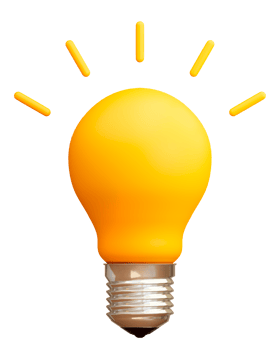 Yellow light bulb 3D icon on transparent background, Idea and innovation concept, 3d illustration png