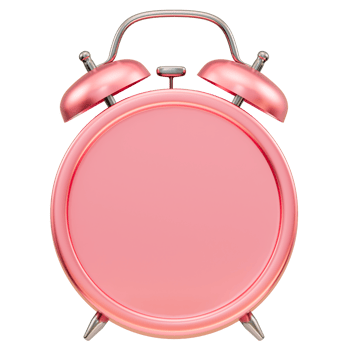 3D realistic, Pink pastel, Time clock mockup on transparent background, 3d illustration png