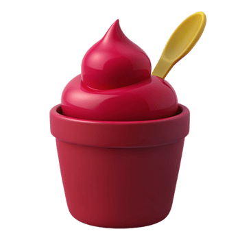Red Ice Cream with Yellow Spoon in Cup png