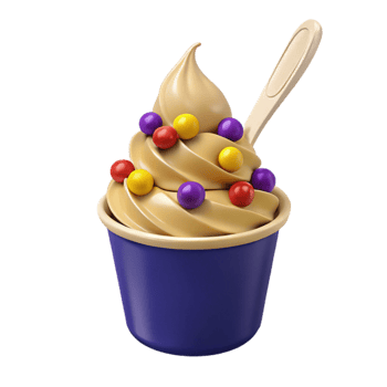 Creamy Frozen Yogurt with Colorful Toppings png