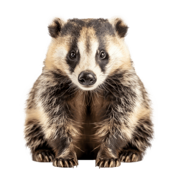Badger front view full body isolate on transparency background png