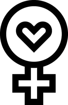 A female symbol with a heart in the middle vector