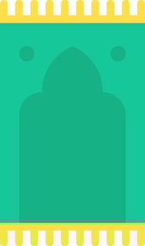 A green and yellow square with a mosque in the middle vector