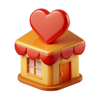 3D Illustration of a House with a Heart on Top png