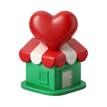 3D Rendered Heart on Shop Building png
