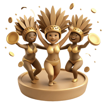 Three Women in Festive Attire Dancing on a Stage png