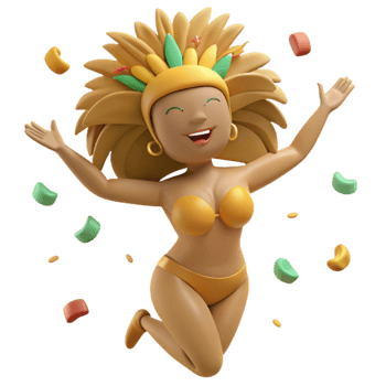 3D Cartoon Woman Jumping with Confetti in Festive Outfit png