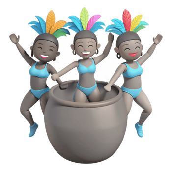 Three Cartoon Characters in Festive Attire Around a Large Pot png