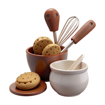 Kitchen Utensil Holder with Ceramic Jar and Cookie png