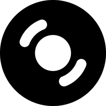 A black and white icon of a circular object vector