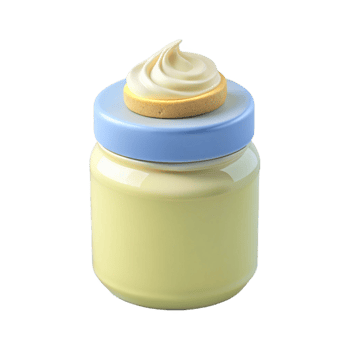Creamy Yellow Jar with Blue Lid and Whipped Topping png
