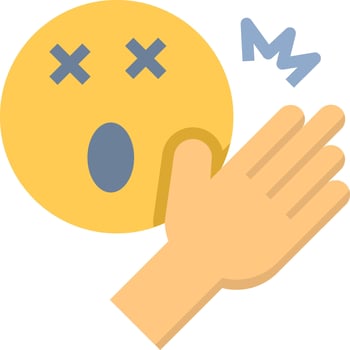 A hand is holding a smiley face with a hand vector