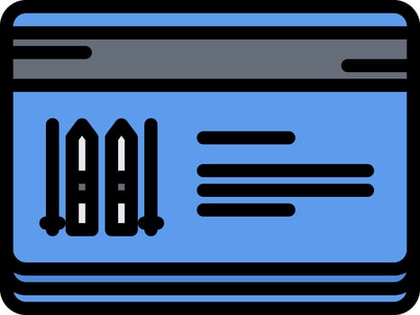 A blue and black icon of a credit card vector