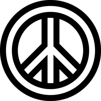 A black and white peace sign with a white background vector