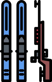 A pair of skis and a gun on a white background vector